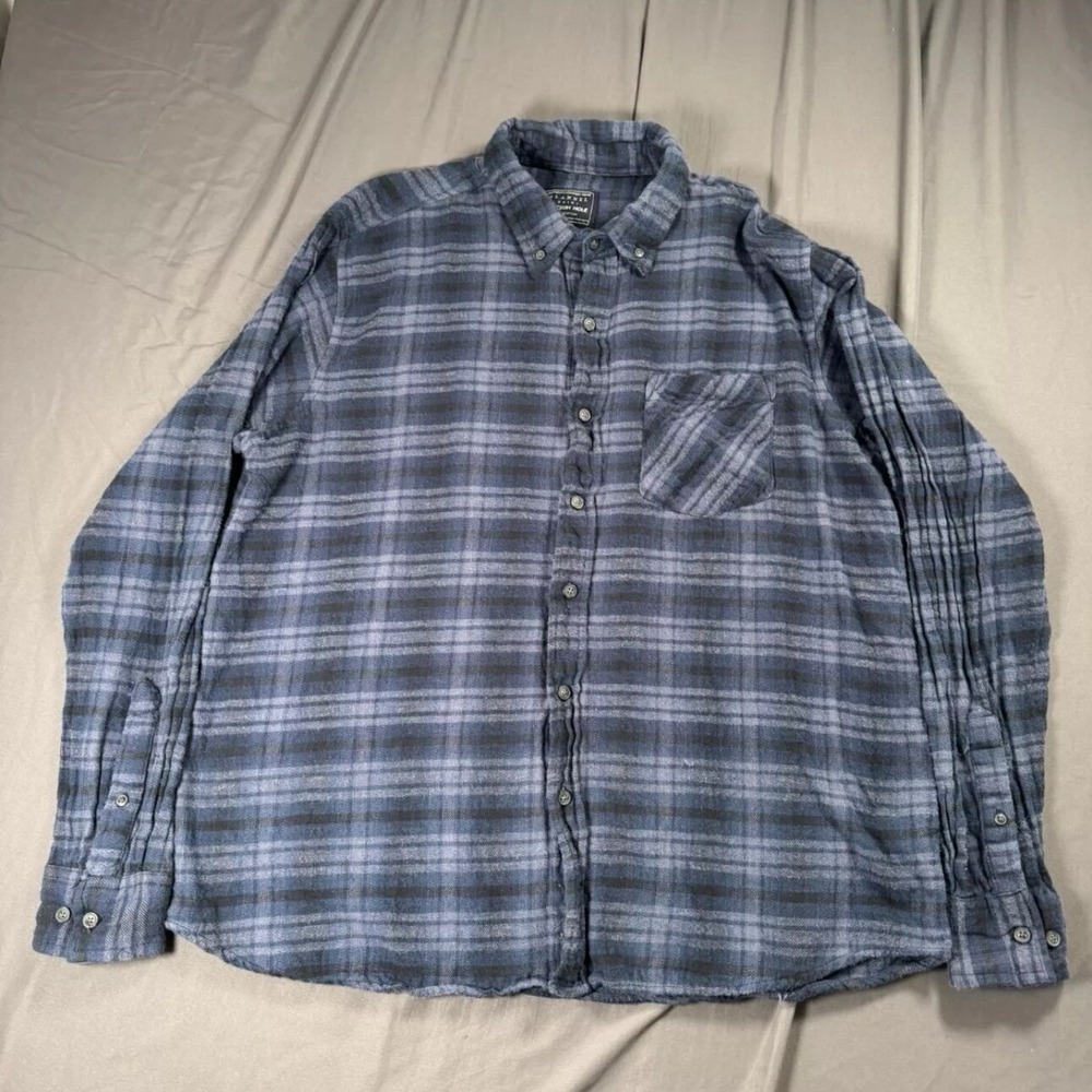 Jackson Hole Shirt Mens XL Blue Plaid Flannel Button Down Long Sleeve Pocket